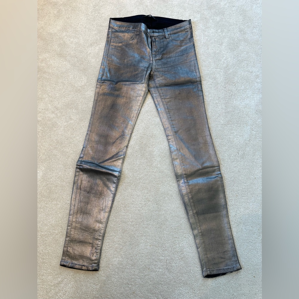 J Brand metallic finish pants
